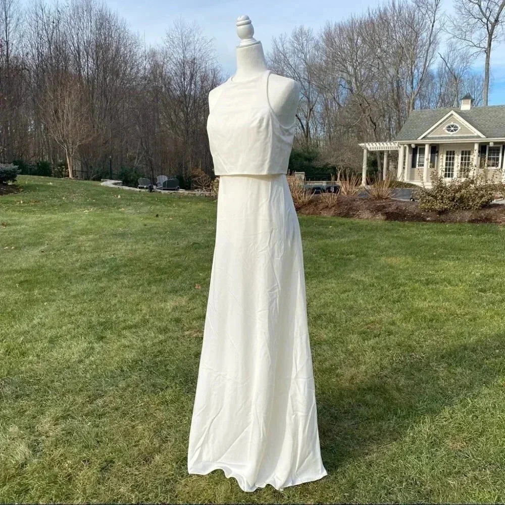 NWT Anthropologie BHLDN Jill Stuart Iva Crepe Maxi Dress Wedding Bridal 14 - Picture 4 of 17